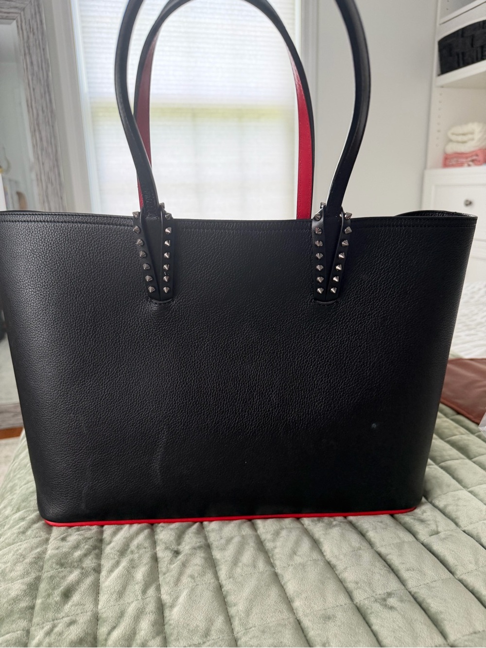 Black and Red Christian Louboutin Studded Tote Bag
